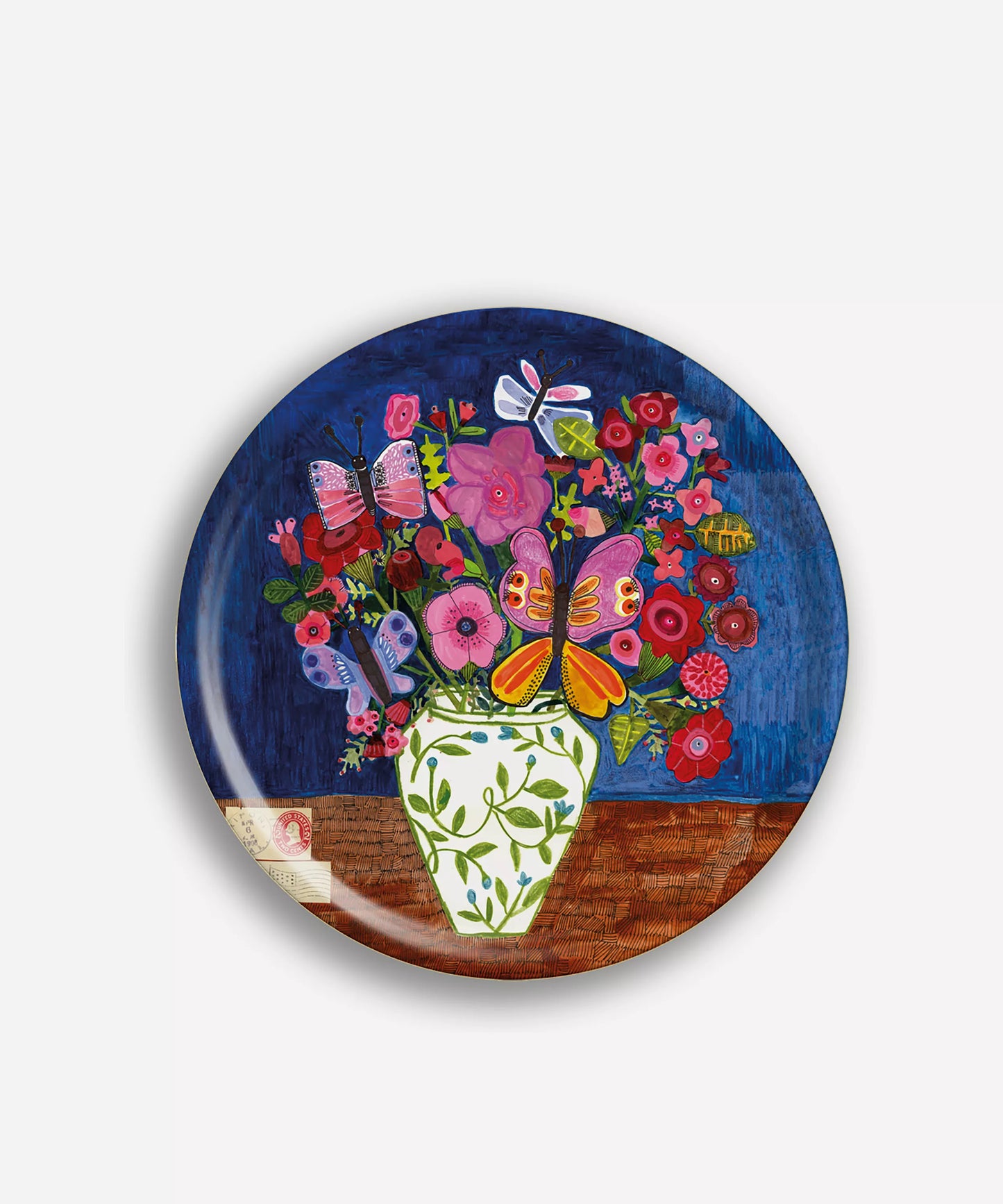 Avenida Home Butterfly Flowers Round Tablett