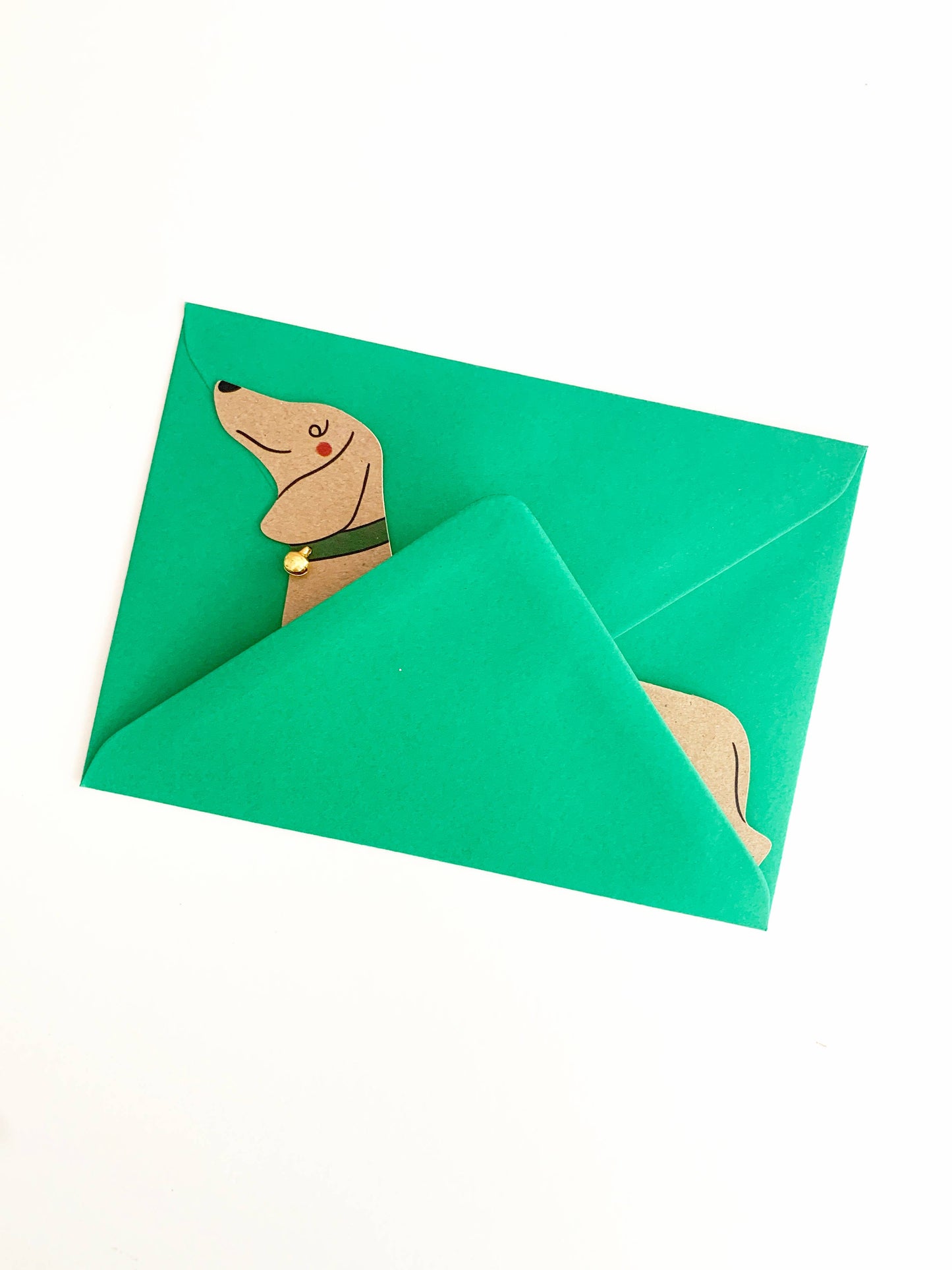 Kitty Kenda Papergoods - Stehende Grußkarte in Form eines Dackels in Form eines Wursthundes