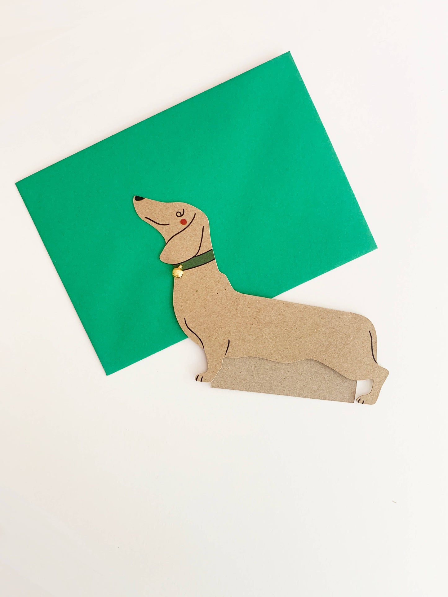 Kitty Kenda Papergoods - Stehende Grußkarte in Form eines Dackels in Form eines Wursthundes