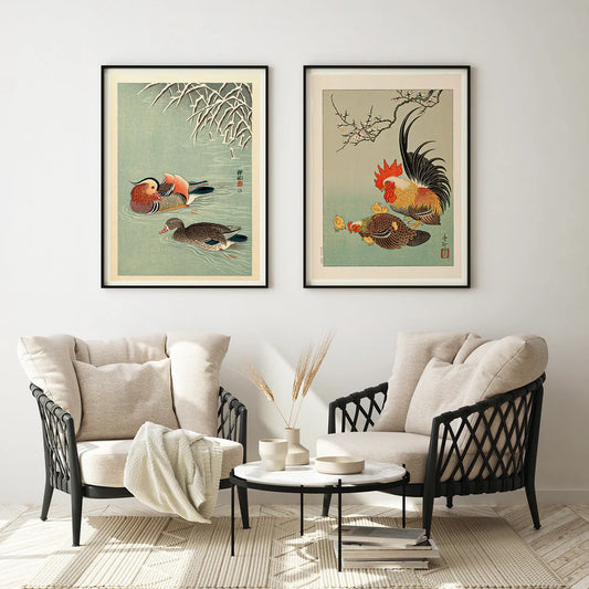 Dyb. 30x40 Rooster with hen and chicks