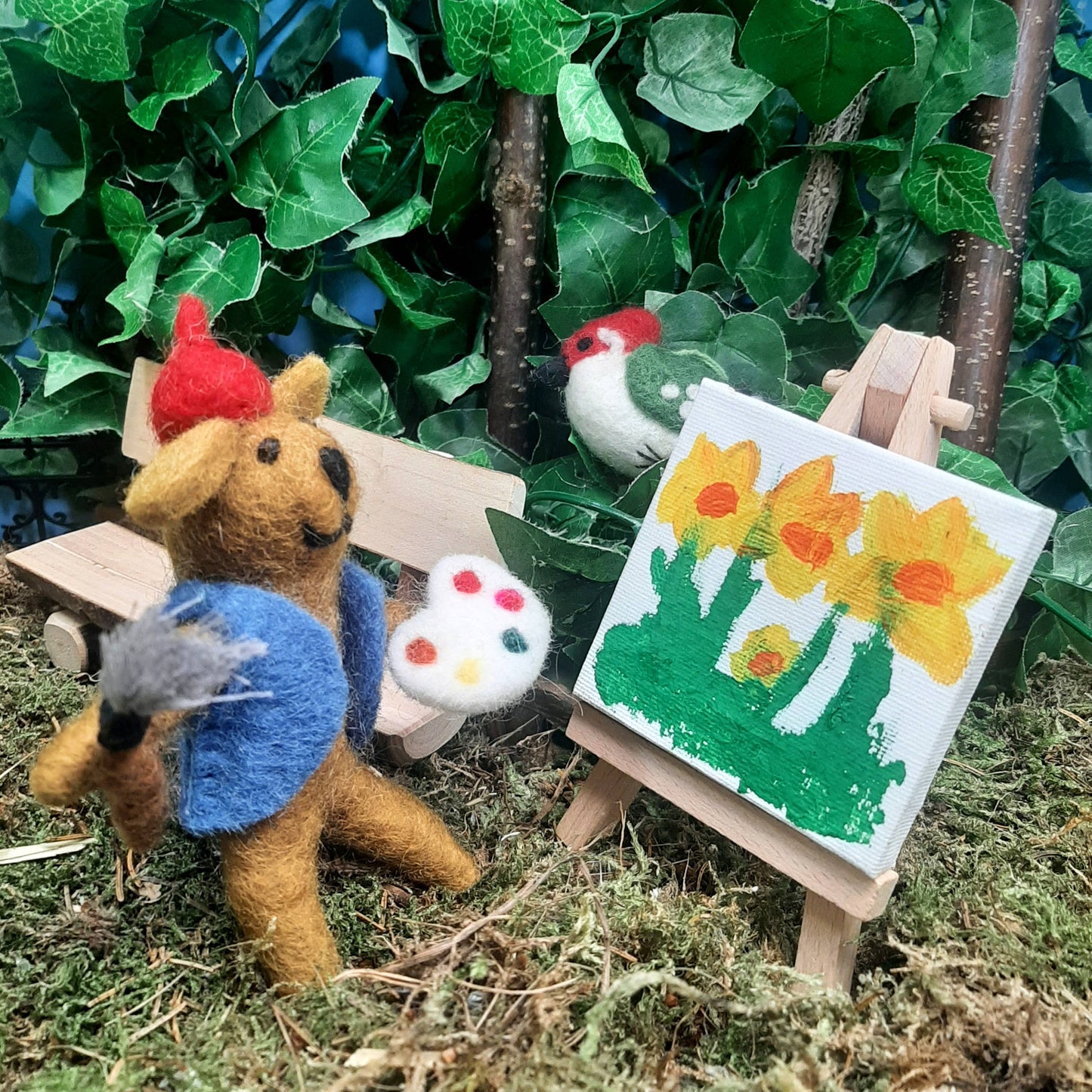 Felt So Good - Handgefertigtes Filzgemälde, Hündchen, Künstler, Hundedekoration