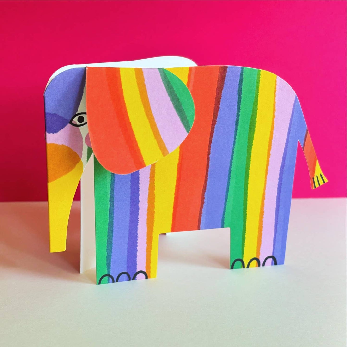 Kitty Kenda Papergoods - Gestreifter Elefant A6 Stehende Luxus-Ökokarte