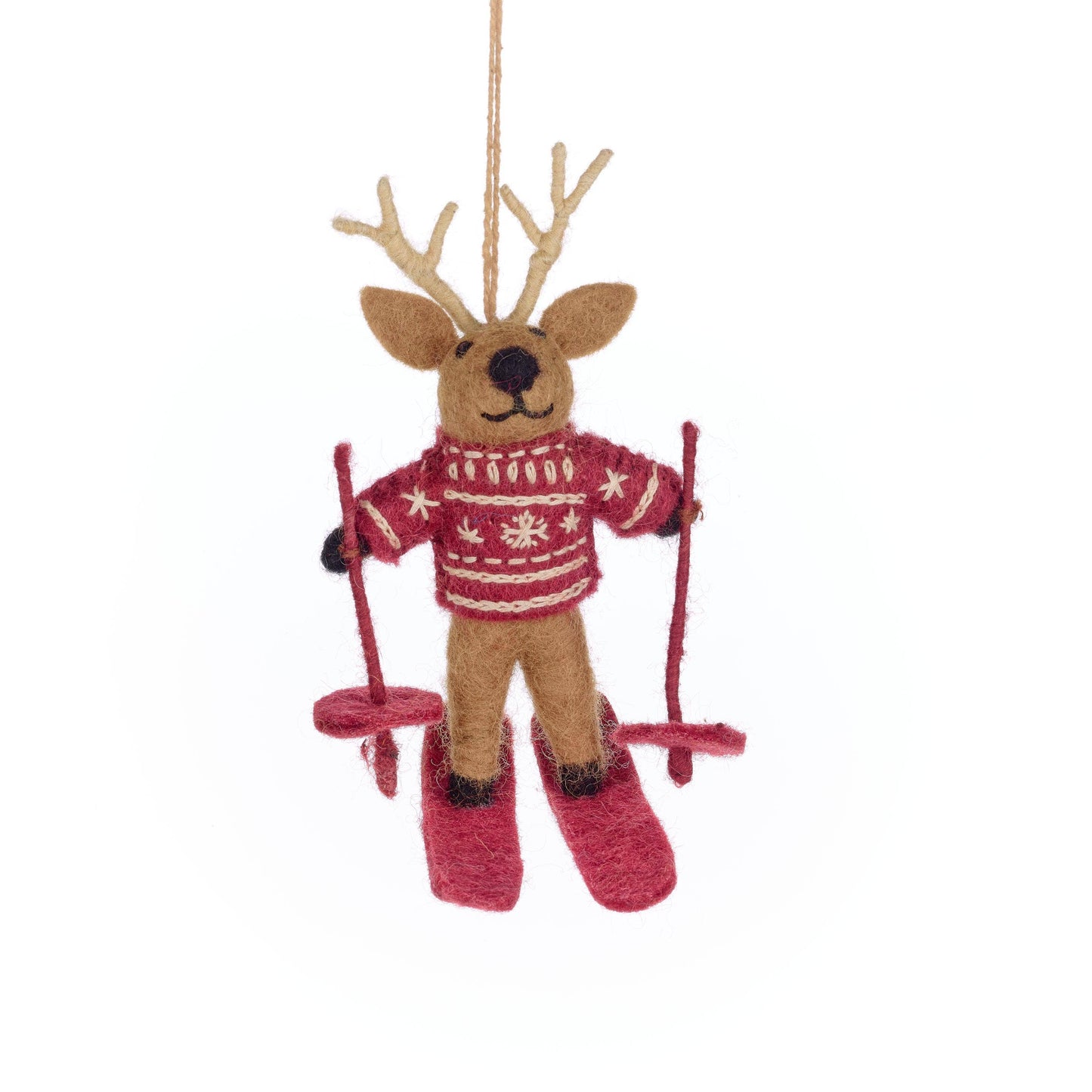 Felt So Good - Handgefertigter Filz Blitzen der Skifahrende Rentier Hängender Weihnachtsanhänger