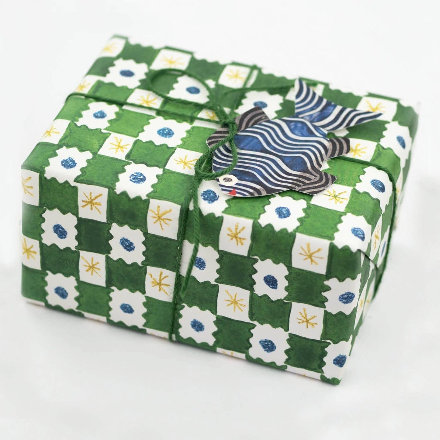 Hadley - Grünes Schachbrett-Geschenkpapier