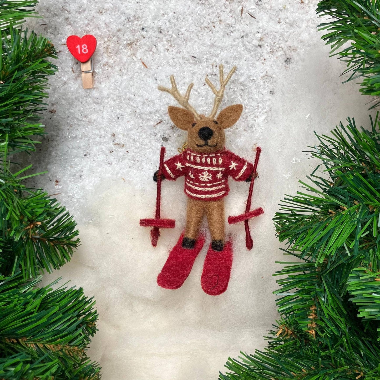 Felt So Good - Handgefertigter Filz Blitzen der Skifahrende Rentier Hängender Weihnachtsanhänger