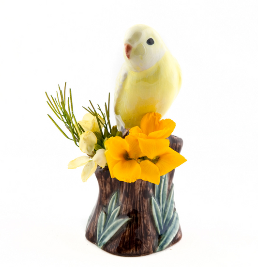 Quail Keramik Wellensittich gelb Mini-Vase