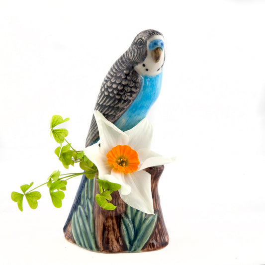 Quail Keramik Wellensittich blau Mini-Vase
