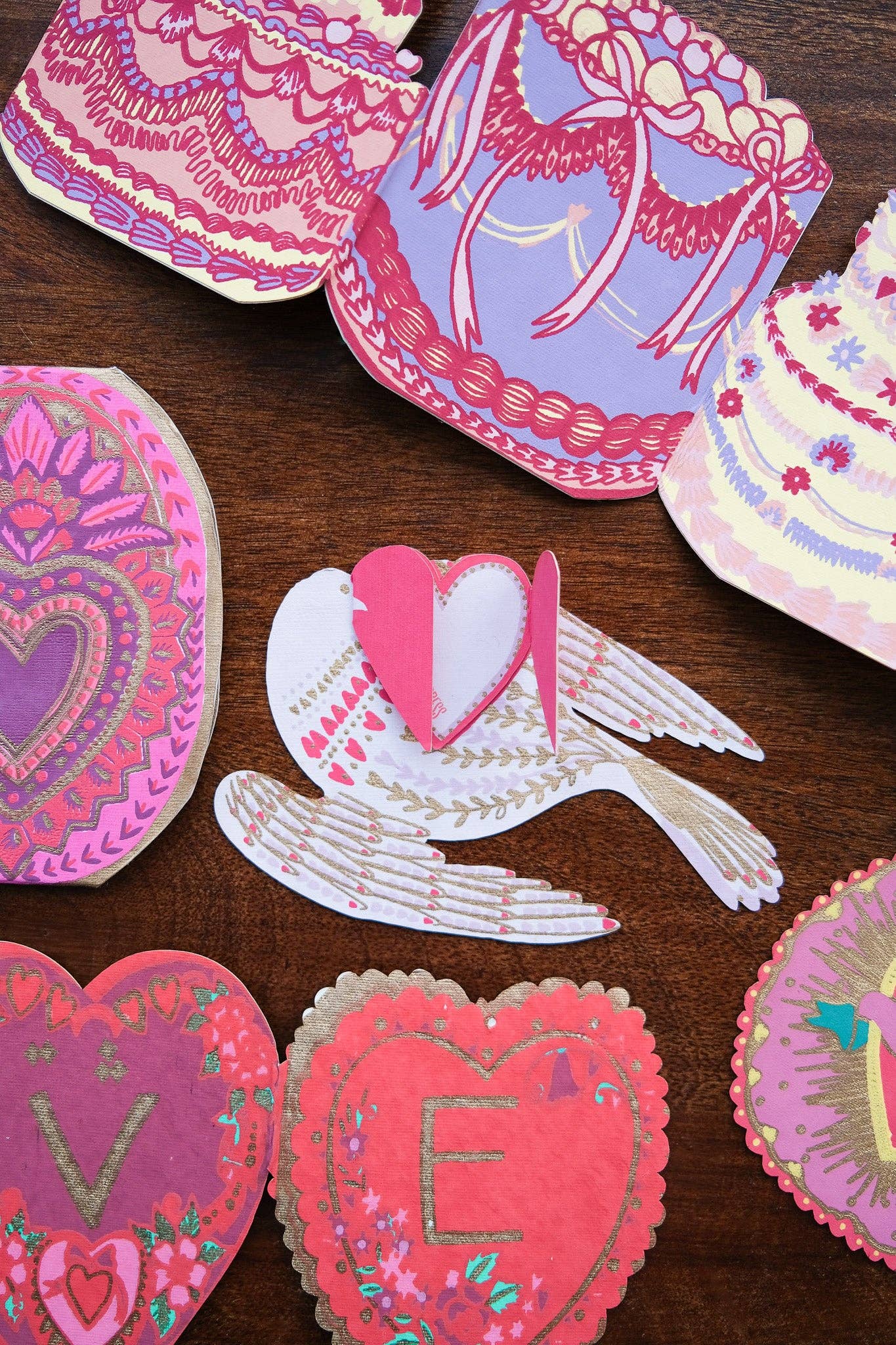 East End Press - Grußkarte mit Herz und Vogelmotiv