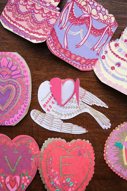 East End Press - Grußkarte mit Herz und Vogelmotiv