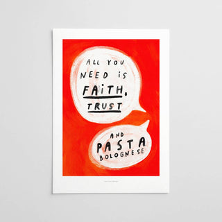 Just Cool Design - Glaube, Vertrauen & Pasta | A4–A3 Lustiger Küchenabdruck