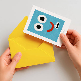 Just Cool Design - Hallo | A6 Smiley-Illustrationskarte | Mini-Kunstdruck