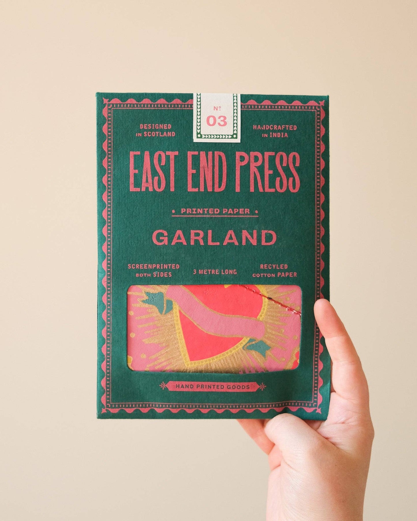 East End Press - Girlande mit aufgenähten Herzen