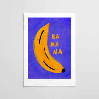 Just Cool Design - Bananen-Motiv | A4–A3 Pop-Art Poster in verspieltem Blau
