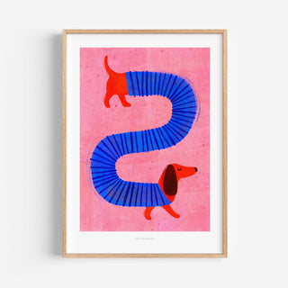 Just Cool Design - Sehr langer Dackel | A5 lustiger Hundeillustrationsdruck