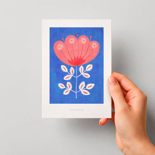 Just Cool Design - Rosa Blume | Botanische Karte | A6 Mini-Kunstdruck