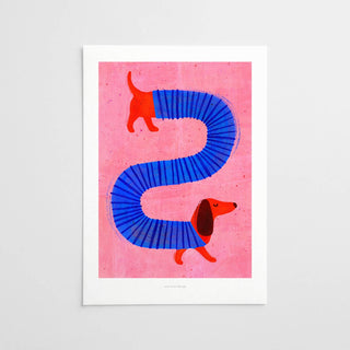 Just Cool Design - Sehr langer Dackel | A5 lustiger Hundeillustrationsdruck