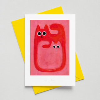 Just Cool Design - Two Cats | A6 Katzen-Illustrationskarte | Mini-Kunstdruck