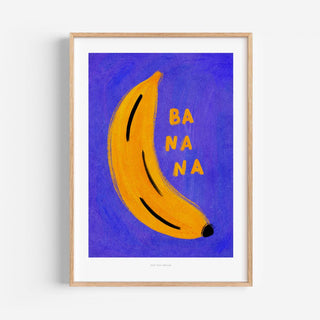 Just Cool Design - Bananen-Motiv | A4–A3 Pop-Art Poster in verspieltem Blau