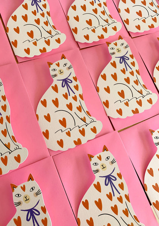 Kitty Kenda Papergoods - Sitzende Katze geformte Grußkarte Loveheart