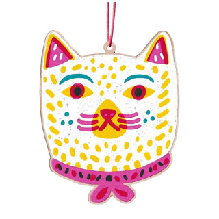 The Printed Peanut Homeware & Stationery - Bedruckte Holzdekoration mit Katze und Band