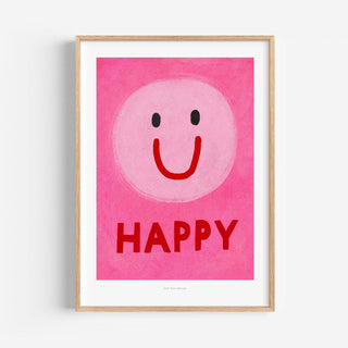 Just Cool Design - Fröhliches Smiley | A5 Einfache Rosa Illustration Druck