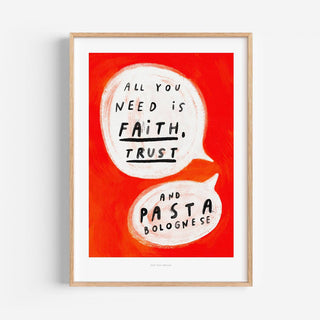 Just Cool Design - Glaube, Vertrauen & Pasta | A4–A3 Lustiger Küchenabdruck