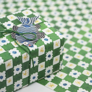 Hadley - Grünes Schachbrett-Geschenkpapier