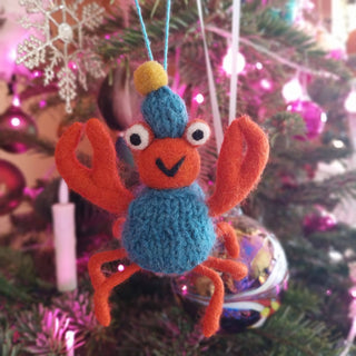 Felt So Good - Handgefertigte Filz Sammy Schneekrabbe Weihnachtskrabben Dekoration