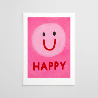 Just Cool Design - Fröhliches Smiley | A5 Einfache Rosa Illustration Druck