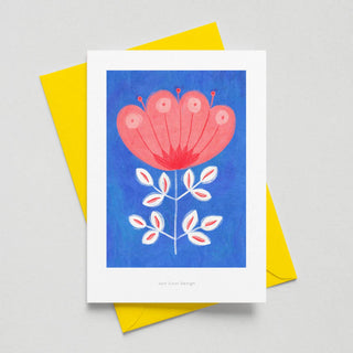 Just Cool Design - Rosa Blume | Botanische Karte | A6 Mini-Kunstdruck