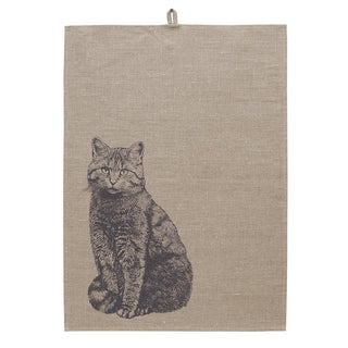 Frohstoff Geschirrhandtuch Wildkatze anthrazit 100 % Leinen