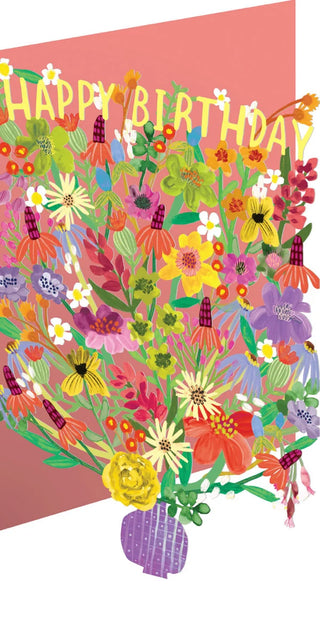 Roger la Borde Lasercut Karte "Vase of Blooms Birthday"