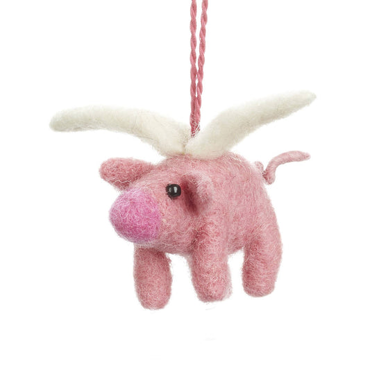 Felt So Good - Handgefertigte Hängedekoration Fliegendes Schwein aus Filz