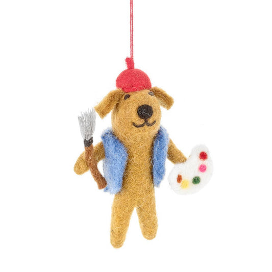Felt So Good - Handgefertigtes Filzgemälde, Hündchen, Künstler, Hundedekoration