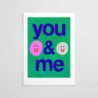 Just Cool Design - You & Me | Typografie-Druck im Format A4–A3 mit niedlichen Smileys