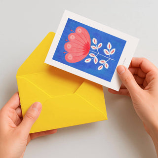 Just Cool Design - Rosa Blume | Botanische Karte | A6 Mini-Kunstdruck
