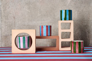 Really Nice Things - 2er-Set Keramiktassen (Lila Streifen)
