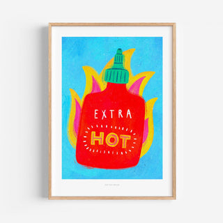 Just Cool Design - Extra Hot | A4–A3 Illustration mit witziger Sriracha-Flasche