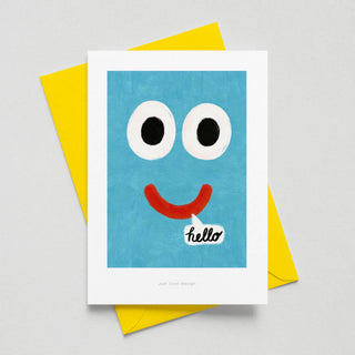 Just Cool Design - Hallo | A6 Smiley-Illustrationskarte | Mini-Kunstdruck