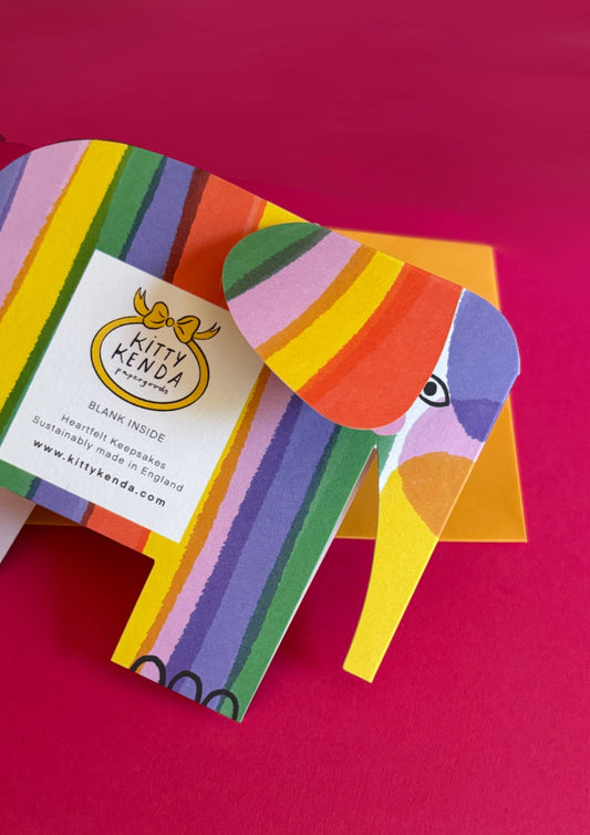 Kitty Kenda Papergoods - Gestreifter Elefant A6 Stehende Luxus-Ökokarte