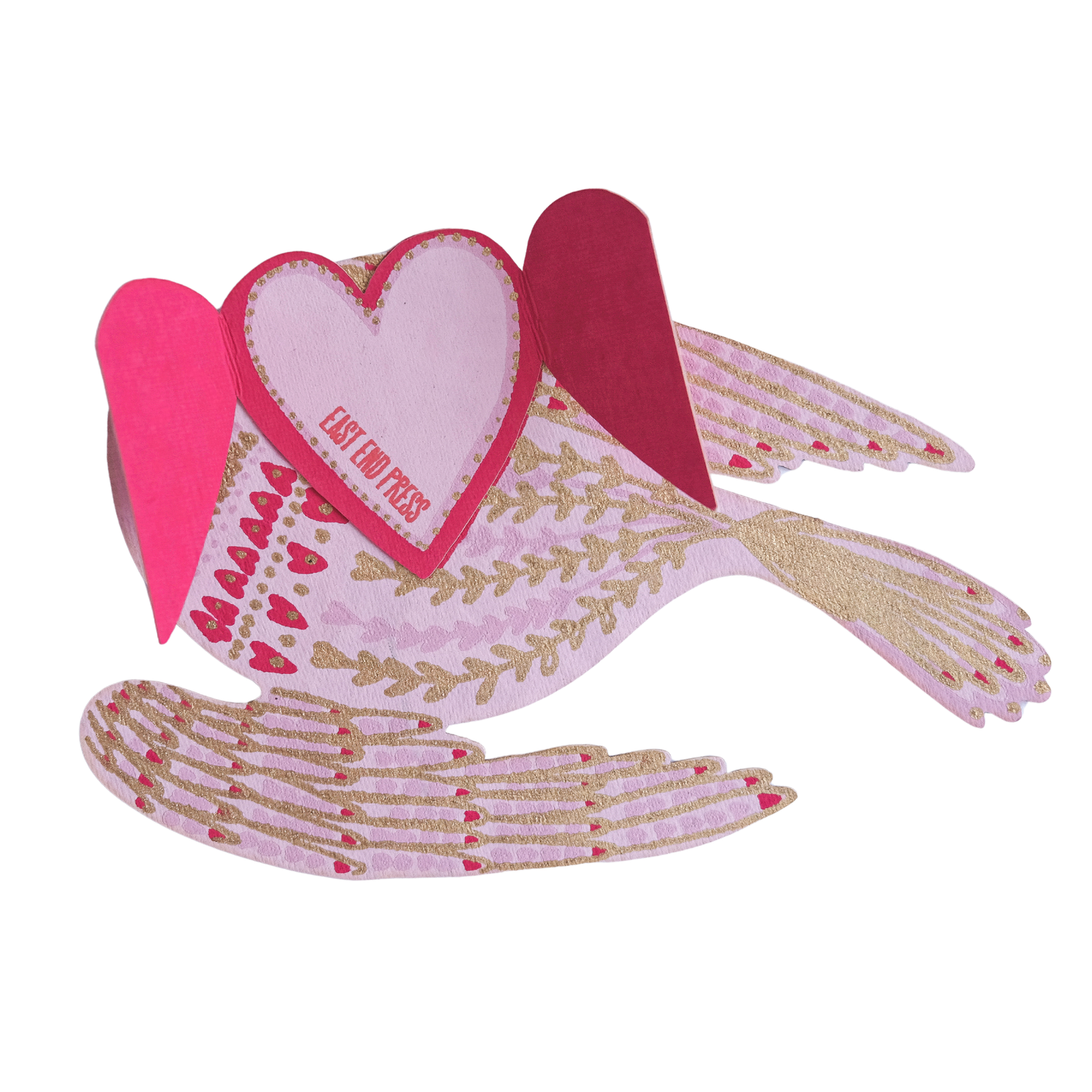 East End Press - Grußkarte mit Herz und Vogelmotiv