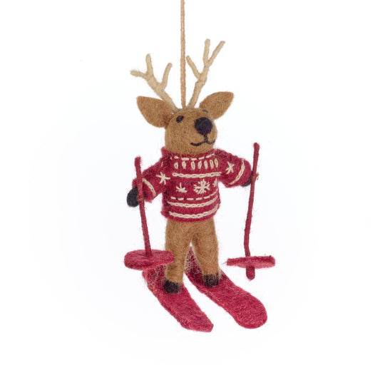 Felt So Good - Handgefertigter Filz Blitzen der Skifahrende Rentier Hängender Weihnachtsanhänger