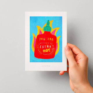 Just Cool Design - Du bist extra heiß | A6 Komplimentkarte | Mini-Kunstdruck