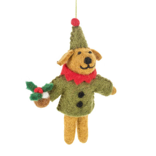 Felt So Good - Handgemachte Weihnachtsdekoration Bernard der Hund aus Filz zum Aufhängen