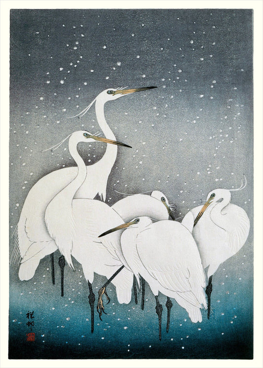 Dyb. "Snowy Herons"
