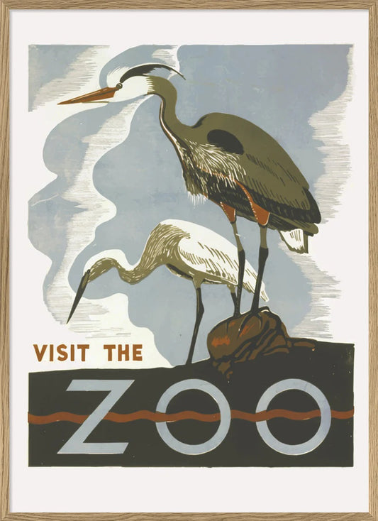 Dyb. Vintage Poster Zoo Storch 30x40