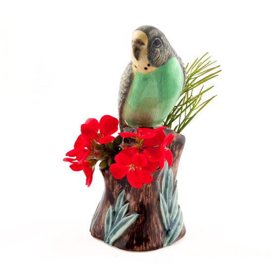 Quail Keramik Wellensittich grün Mini-Vase